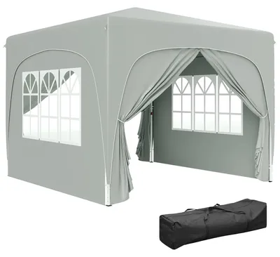 Image de Bâche en tissu imperméable, montage facile, gris clair, dimensions : 300 x 300 x 273 cm