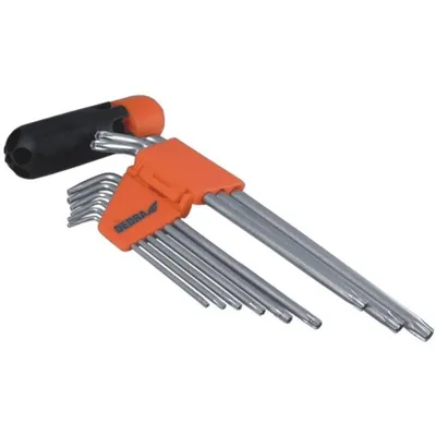 Immagine prodotto di DEDRA Set di chiavi TORX CrV T10-T50, 9 pezzi, extra lunghe, in supporto di plastica - 0654