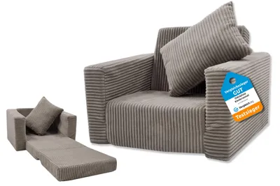 Klappbarer Kinderstuhl aus Rippcord, beige, 52x47x43 cm