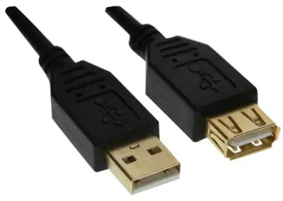 Produktbild von InLine USB 2.0 Verlängerung, ST / BU, Typ A, schwarz, Kontakte gold, 2m, 2 m, USB A, USB A, Stecker/Buchse, 0,48 Gbit/s, Schwarz