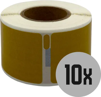 Produktbild von DULA Etiketten - Kompatibel mit Dymo Compatible labels - Goud - 99010 - S0722370 - Adresetiketten - 10 rollen - 28 x 89 mm - 130 labels per rol