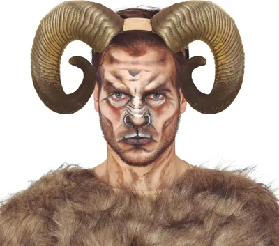 Produktbild von Tiere Horn Kostüm Römer Griechen Satyr Faun Mythologie Antike Abenteuer Fasching Charakter Natur Magie Braun Kreaturnachbildung, Farbe: Gold