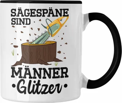 Produktbild von Trendation - Förster Geschenk Tasse Holzfäller Geschenkidee Männer Forstwirt Baumfäller Spruch für Waldarbeiter Männer-Glitzer (Schwarz)