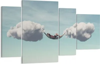 Produktbild von Bild auf Leinwand - Leinwandbild - 4 Teile - Wolken Hängematte Ruhe - 120x70cm - Wand Bild - Wanddeko - Wandbilder - Leinwanddruck - Bilder - Wanddekoration - Leinwand bilder - DL120x70-4373