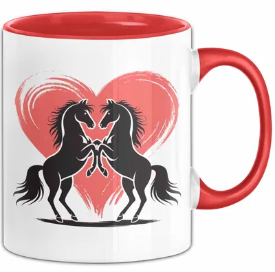 Produktbild von Pferd Tier Herz Tasse Geschenk Lustige Geschenkidee Spruch (Rot)