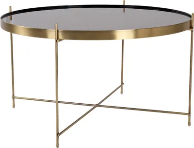 Image de Veo Table basse 70x40 cm, acier couleur laiton, verre.