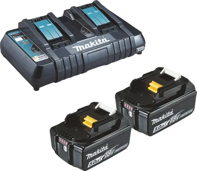 Produktbild von Makita 2x BL1850B Akku 5,0 Ah 18V Li-Ion + DC18RD Doppelschnellladegerät - DC18RD-BL1850-2x