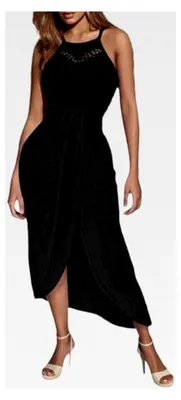 Produktbild von Spitzenkleid Damen Sommer Freizeitkleid Ärmellos Tankkleid A-Linie Neckholder Midikleid Rückenfrei Trägerkleid
