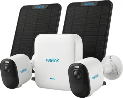 Image de Reolink Hub 1 avec 2x Argus B350 + 2x panneaux solaires