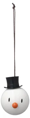 Schneemann-Weihnachtsornament 2er-Set, weiß, 5,8 cm Ø
