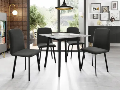 Obrázek produktu pro Jídelní set 4+1 PHOBIE - šedý mramor / černý / šedý