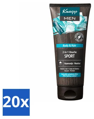Imagen del producto de 20 unidades de gel de ducha y champú 2 en 1 para hombres Kneipp Sport, 200 ml cada uno. Paquete económico