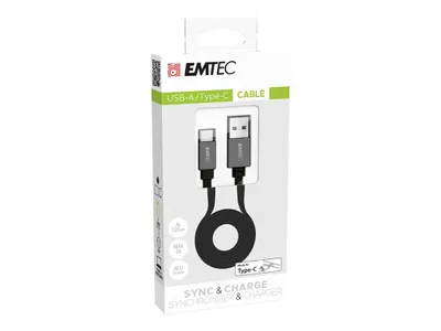 Zdjęcie produktu dla Emtec ECCHAT700TCU3, 1,2 m, USB A, USB C, USB 3.2 Gen 2 (3.1 Gen 2), Czarny