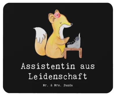 Produktbild von Mr. & Mrs. Panda Mauspad Assistentin Leidenschaft - Schwarz - Geschenk, pc, mousematte, Mousepad, Mouse Pad
