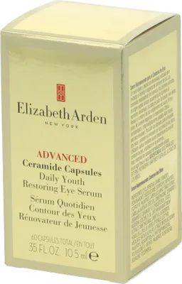 Obrázok produktu pre Elizabeth Arden Advanced Ceramide Capsules Daily Youth Restoring Eye Serum, Sérum na oči, Ženy, Proti opuchu, Normálna pleť, CYCLOPENTASILOXANE, ISONONYL ISONONANOATE, ISODODECANE, ISOPROPYL MYRISTATE, ISOPROPYL PALMITATE,..., 60 kusov