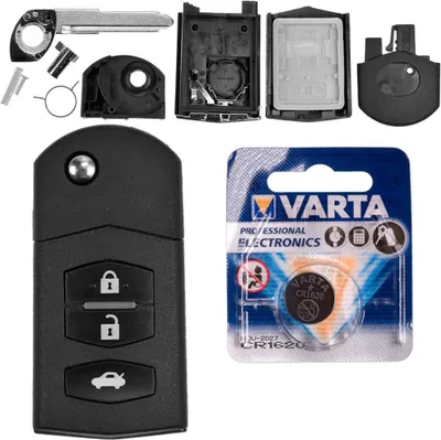 Produktbild von Autoschlüssel Funk Fernbedienung Austausch Gehäuse mit 3 Tasten + Rohling + Batterie kompatibel mit Mazda 2 DE 6 GH CX-7 ER MX-5 NC 3 BL 5 CR A