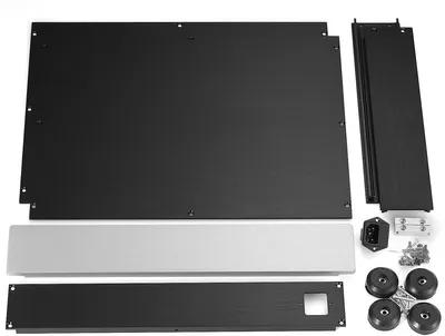 Immagine prodotto di Custodia per amplificatore - Dimensioni: 430x308x70 mm - Telaio in alluminio - Custodia audio per progetti fai-da-te