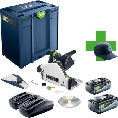Produktbild von Festool TSC 55 KEB-Basic 100Y Limited Edition Akku Tauchsäge 18 / 36 V ( 2x 18 V ) 160 mm Brushless + 2x Akku 8,0 Ah + Ladegerät + Systainer