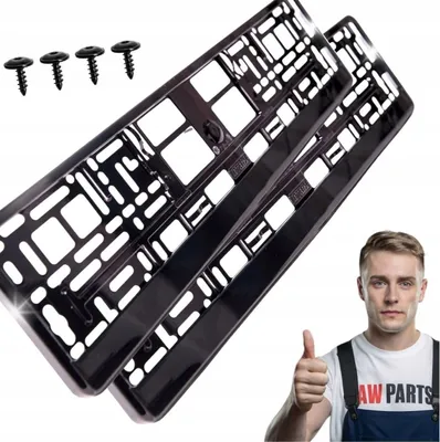 Produktbild von 2x Kennzeichenhalter metallic schwarz – Nummernschildhalter Set für Auto Kennzeichen