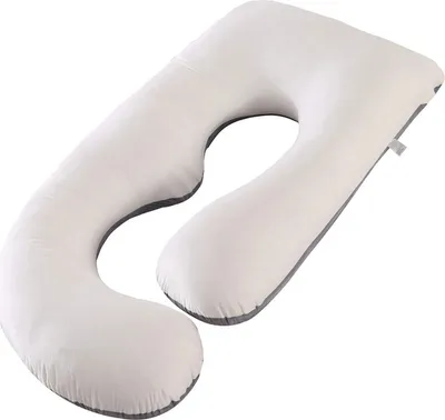 Produktbild von J-förmiges Schwangerschaftskissen, Seitenschläferkissen, Aufbewahrungskissen, Babykissen mit waschbarem Samtbezug aus 100% Baumwolle,Weiß&Grau