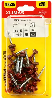 Produktbild von Klimas Wkręt-Met BWFD-48035 Spenglerschrauben RAL 3009 4,8x35mm