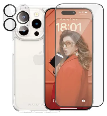 Produktbild von PanzerGlass ® 3-in-1 Set iPhone 15 Pro, Apple, Apple - iPhone 15 Pro, Trockene Anwendung, Schockresistent, Transparent, 1 Stück(e)