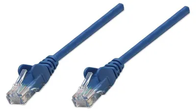 Produktbild von INTELLINET Patchkabel RJ45 U/UTP Cat5e 0.5m Hebelschutz blau