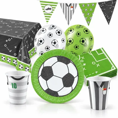 Produktbild von Fußball Partyset zum Kindergeburtstag Mottoparty Geburtstag WM EM
