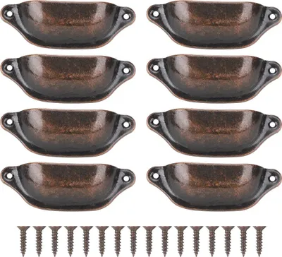 Produktbild von Antique Pull Shell Griff halbkreisförmiger chinesischer Stil Möbel ziehen für Medizin Brustbuchschrankschublade (rote Bronze)