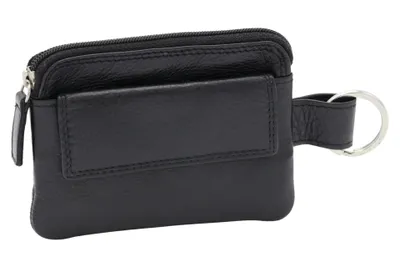 Produktbild von Damen und Herren Schlüsseltasche mit Kleingeldfach LEAS in Echt-Leder, schwarz - Travel-Collection
