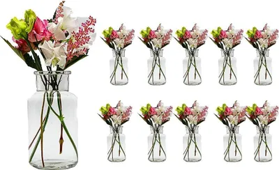 Produktbild von Famanu Mini-Vasen Set - Dekorative Glasvasen 10 Stück - 13,6 cm hoch