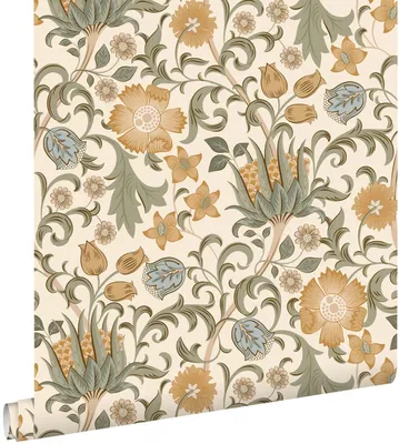 Produktbild von ESTAhome Tapete Blumenmuster Beige, Gelb und Grün 50 x 900 cm