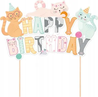 Immagine prodotto di Cake topper Gatti Buon Compleanno 14cm