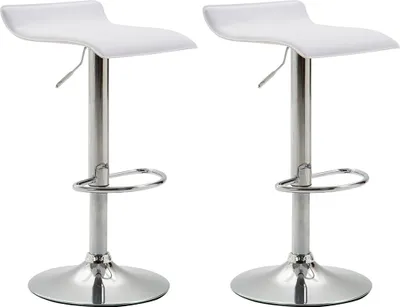 Produktbild von 2er Set Barhocker DERID - Kunstleder Weiß 36x39x63 cm Silber | Barstuhl Höhenverstellbar Drehbar Tresenhocker Tresenstuhl Kneipenhocker Kneipenstuhl