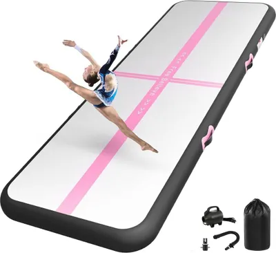 Produktbild von Aufblasbare Turnmatte, 2-6 m – 10/15 cm dick – Gymnastikmatte mit 600-W-Elektropumpe – für Fitness, Yoga und zu Hause