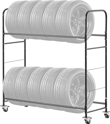 Immagine prodotto di VEVOR Tire Rack Tire Carrier, carrello porta pneumatici in acciaio con ruote, regolabile in altezza e con copertura protettiva per un massimo di 12 pneumatici standard