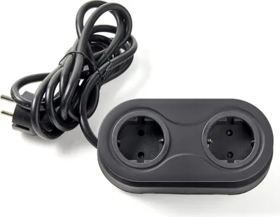 Produktbild von 2er Einbausteckd. 2x220V, Kabel 1,5m+Stecker, schwarz