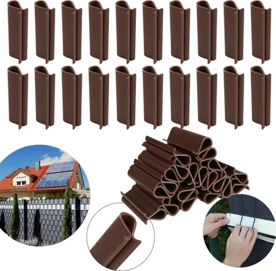 Produktbild von Befestigungsclips für Zaunfolie, Befestigungsklammern für Sichtschutzstreifen  4,5cm, 20St. BRAUN