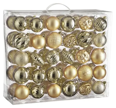 Image de House of Seasons Ensemble de boules de Noël - 60 pièces - Ø7 cm - Résistant à la casse - Champagne