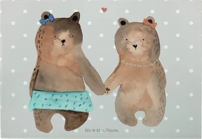 Produktbild von Mr. & Mrs. Panda Küchenbrett Bär Freundin - Grau Pastell - Geschenk, Hackbrett, Beste Freund Liebe Liebesbeweis Verliebt Kumpel Kumpeliene, Frühstücksbrett, vesperbrett