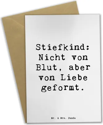 Produktbild von Mr. & Mrs. Panda Grußkarte Spruch Stiefkind von Liebe - Weiß - Geschenk, Handarbeit, weihnachtskarten, osterkarte, babykarte, Dankeschön, Patchworkfamilie, Bindung