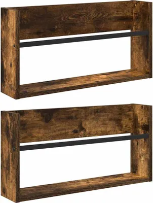 Produktbild von vidaXL Magazinregal mit Regal 2 pcs Geräucherte Eiche 60 x 12 x 30 cm
