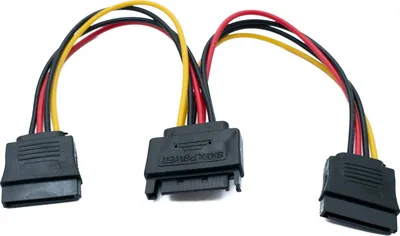 Immagine prodotto di SYSTEM-S Cavo SATA a Y da 20 cm da 15 pin maschio a 2x femmina per disco rigido SSD