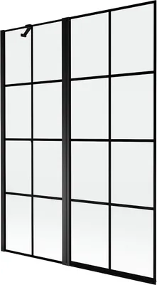 Produktbild von Mexen Mist Duschabtrennung 2-flügelig links 130 x 150 cm, schwarzes Gitter, schwarz - 8A9-130-011-70-77-L