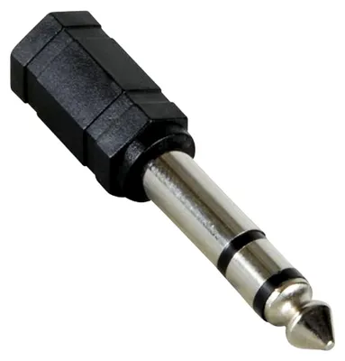 Vernickelter Klinkenadapter 3,5-mm-Buchse auf 6,35-mm-Stecker