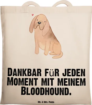 Produktbild von Mr. & Mrs. Panda Tote Bag Bloodhound Moment - Transparent - Geschenk, Bluthund, Jutebeutel, Chien De Saint Hubert, Tasche, Unitasche, canvas, Einkaufstasche