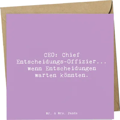 Produktbild von Mr. & Mrs. Panda Grußkarte Spruch CEO Entscheidungen - Lavendeltraum - Geschenk, Beruf, Glückwunschkarte, faltkarte, Humor, doppelkarte, Exekutivverantwortung, Klappkarte