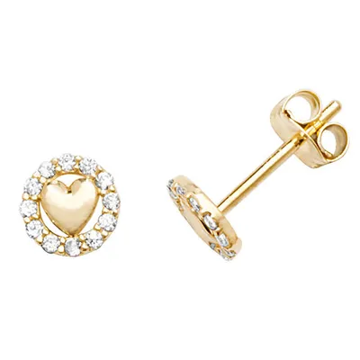 Produktbild von Süße 9 Karat (375) Gold Herz Damen - Paar Ohrstecker mit Zirkonia - 6mm*6mm; TRS27314