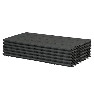 Produktbild von WPC Terrassenplatten Holzoptik 12 Stück Klickfliesen | Anthrazit | 30x60x3 cm