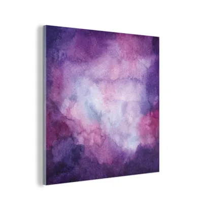 Obrázok produktu pre MuchoWow® Sklenené obrazy - Obrazy na stenu - Foto na skle Akvarel - Fialová - Maľba 20x20cm Nástenná dekorácia zo skla - akrylový sklenený obraz - akrylové
